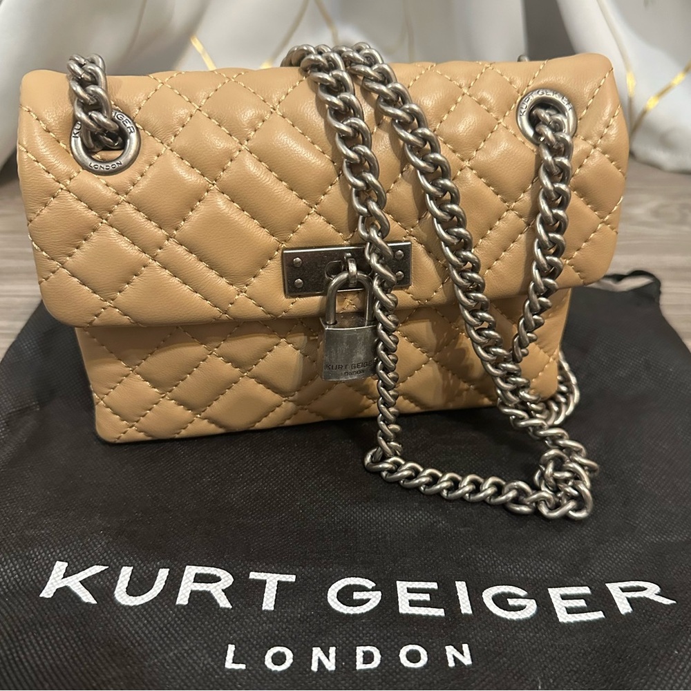 Kurt Geiger Mini Brixton Diamond Quilted Leather Pad Lock Shoulder Bag
